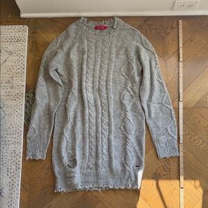 n:PHILANTHROPY Distressed Gray Knit Sweater